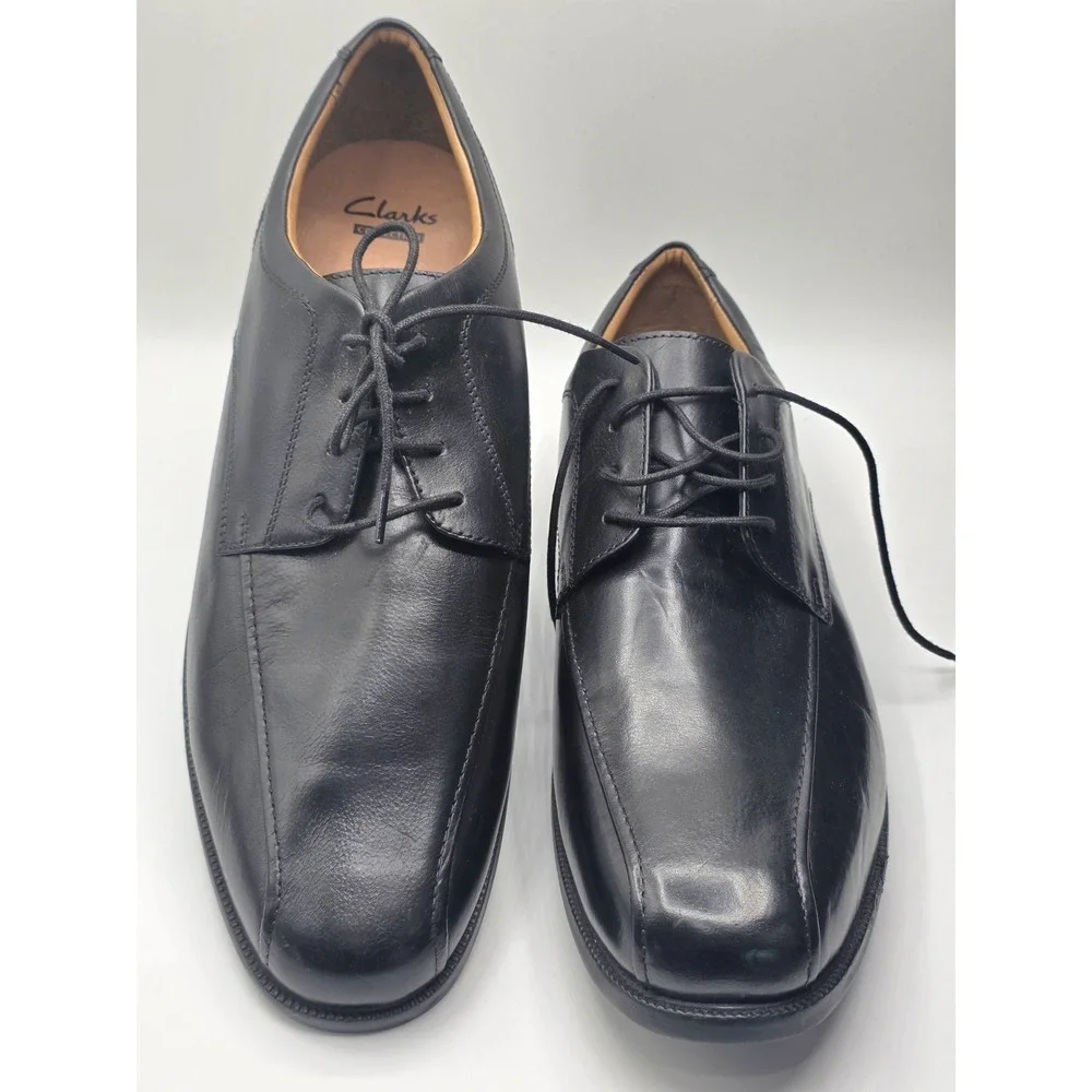 Clarks Men's Tilden Walk Oxford, Black Leather Dress Shoes , Size 15 M US